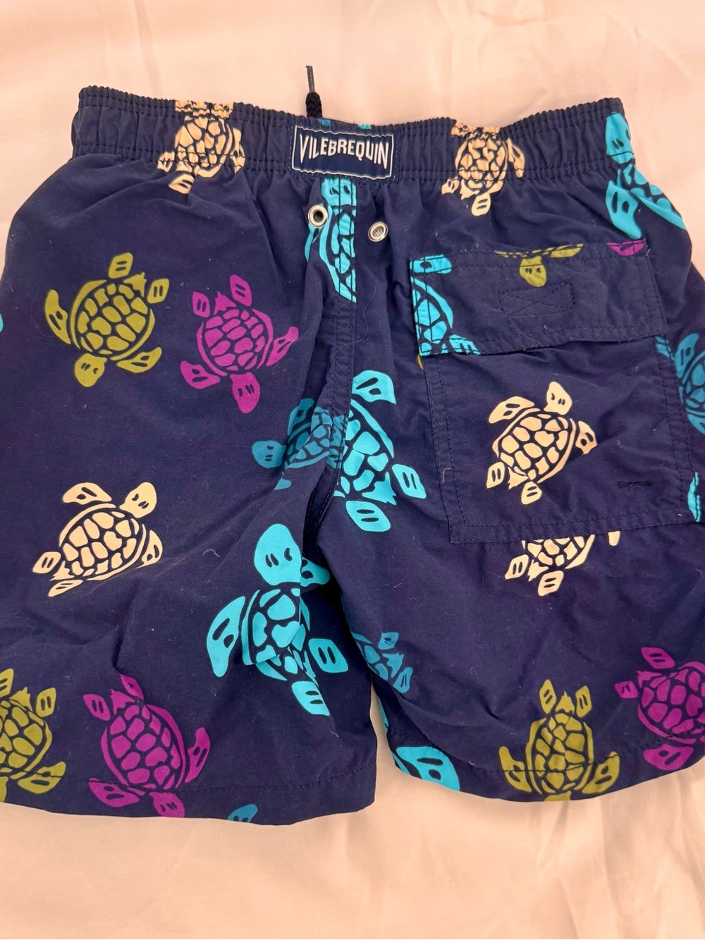 Vilebrequin Navy Swim Shorts with Multicolor Turtle Motif